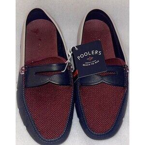 JOULES MENS POOLERS BEACH TO BAR LOAFERS Size UK 9 /US 10 NWT Navy Blue/burgundy